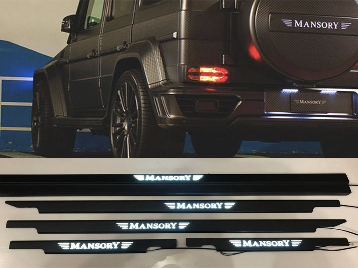Mercedes-Benz W463 G-Class Mansory Matte Black Stainless Steel LED Door Sills Set 5 pcs